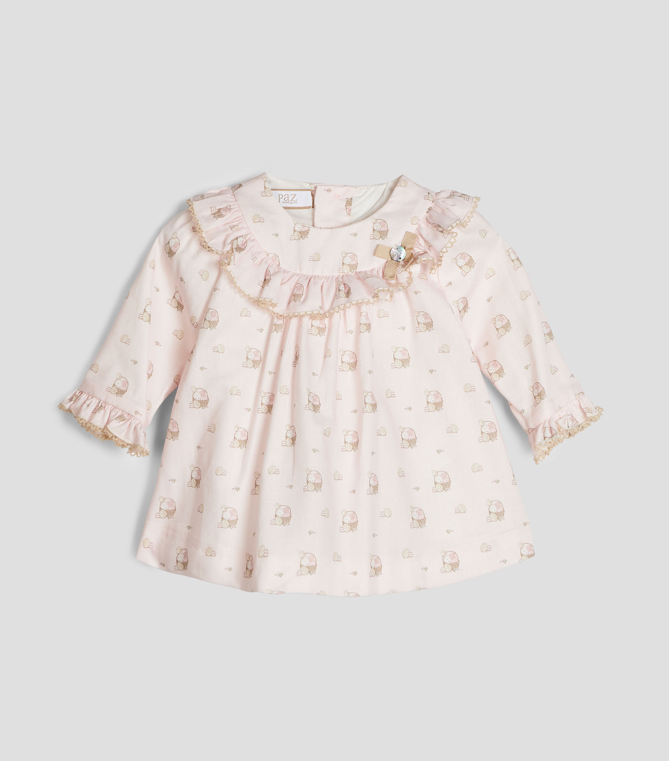Vestido estampado manga larga Bebé
